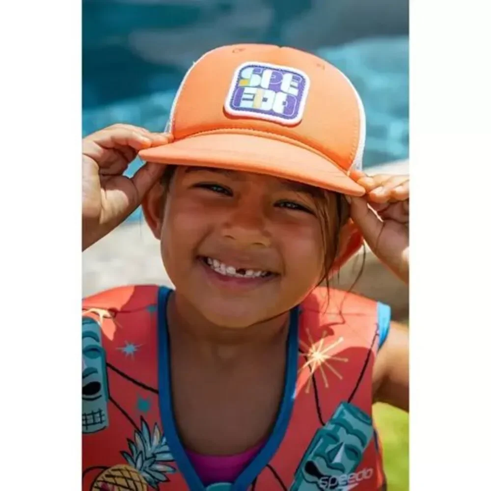 Speedo Kids' Trucker Hat - Orange: Abstract Design, Knit, Lightweight